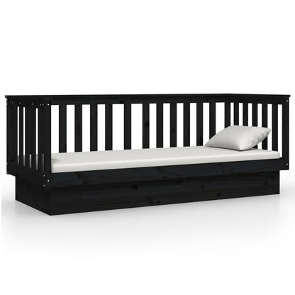 vidaXL Day Bed without Mattress Black 75x190 cm Small Single Solid Wood Pine