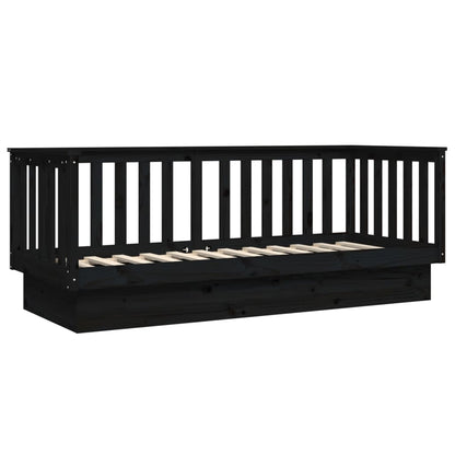 vidaXL Day Bed without Mattress Black 75x190 cm Small Single Solid Wood Pine