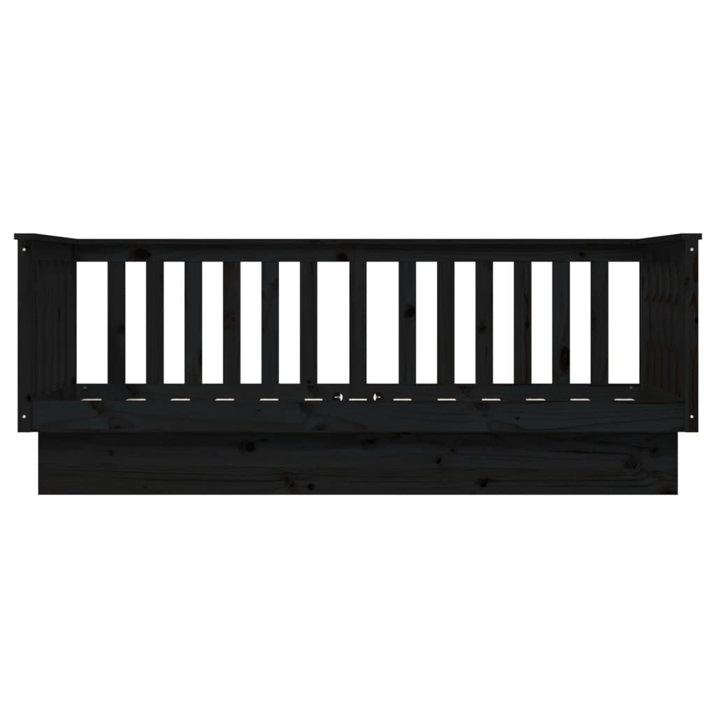 vidaXL Day Bed without Mattress Black 75x190 cm Small Single Solid Wood Pine