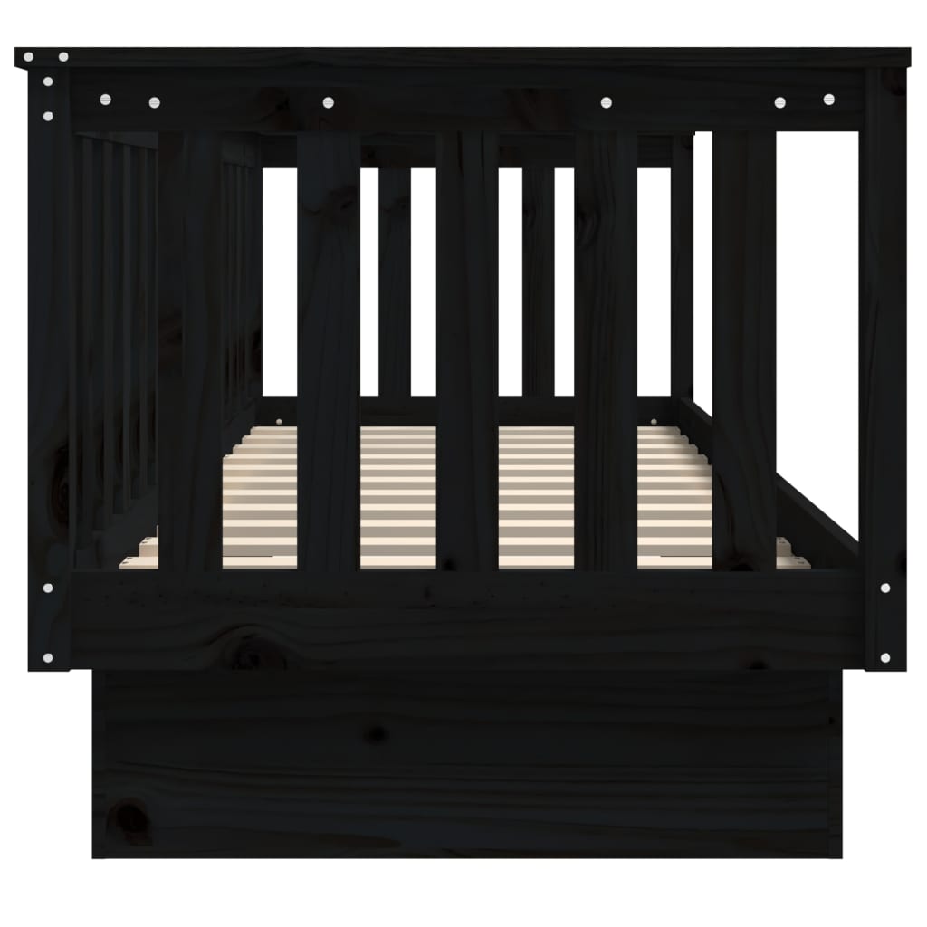 vidaXL Day Bed without Mattress Black 75x190 cm Small Single Solid Wood Pine