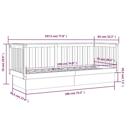 vidaXL Day Bed without Mattress Black 75x190 cm Small Single Solid Wood Pine