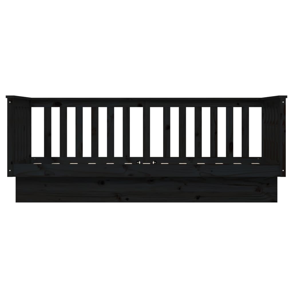 vidaXL Day Bed without Mattress Black 90x190 cm Single Solid Wood Pine