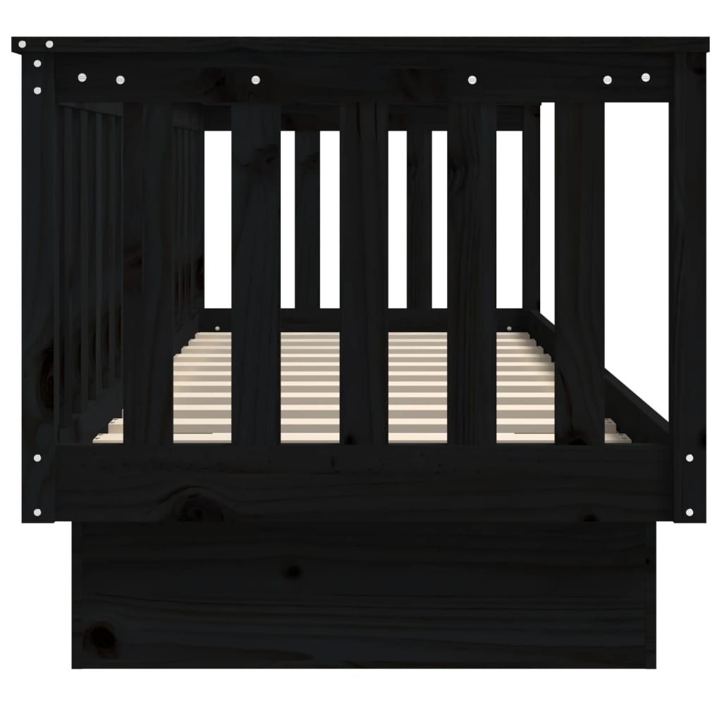 vidaXL Day Bed without Mattress Black 90x190 cm Single Solid Wood Pine