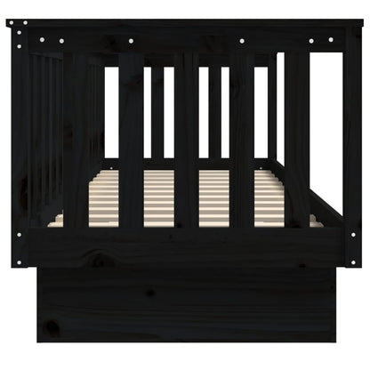 vidaXL Day Bed without Mattress Black 90x190 cm Single Solid Wood Pine