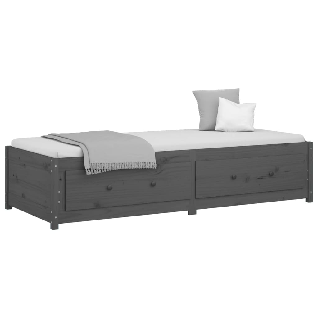 vidaXL Day Bed without Mattress Grey 90x200 cm Solid Wood Pine