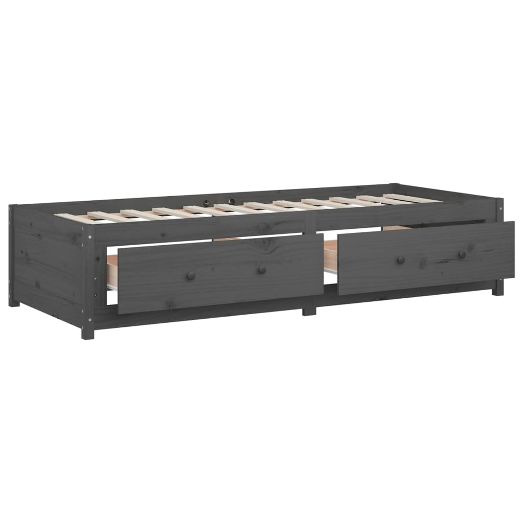 vidaXL Day Bed without Mattress Grey 90x200 cm Solid Wood Pine