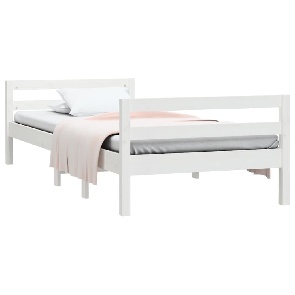vidaXL Bed Frame without Mattress White 90x200 cm Solid Wood Pine