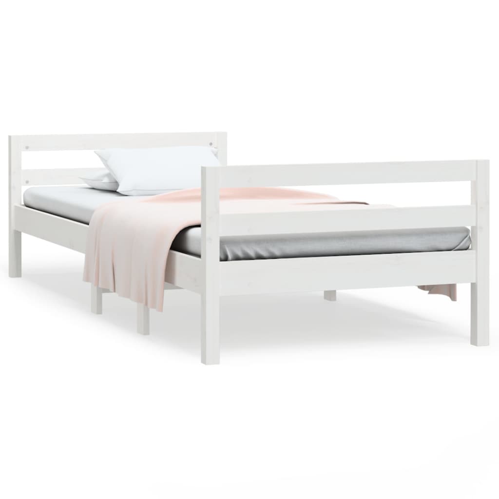 vidaXL Bed Frame without Mattress White 75x190 cm Small Single Solid Wood Pine