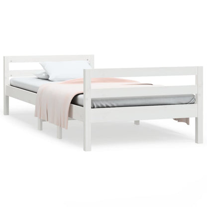 vidaXL Bed Frame without Mattress White 75x190 cm Small Single Solid Wood Pine