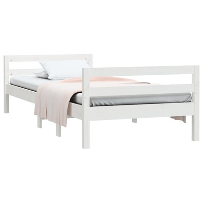 vidaXL Bed Frame without Mattress White 75x190 cm Small Single Solid Wood Pine