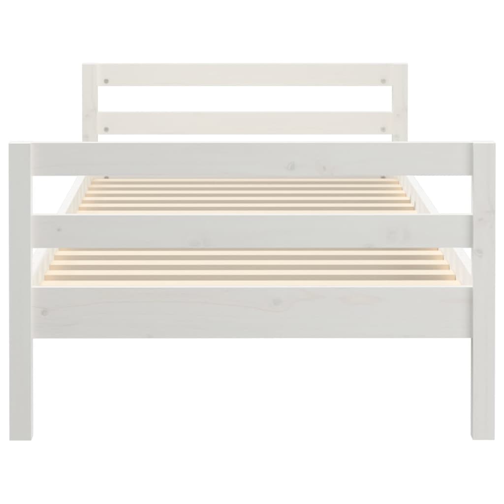 vidaXL Bed Frame without Mattress White 75x190 cm Small Single Solid Wood Pine