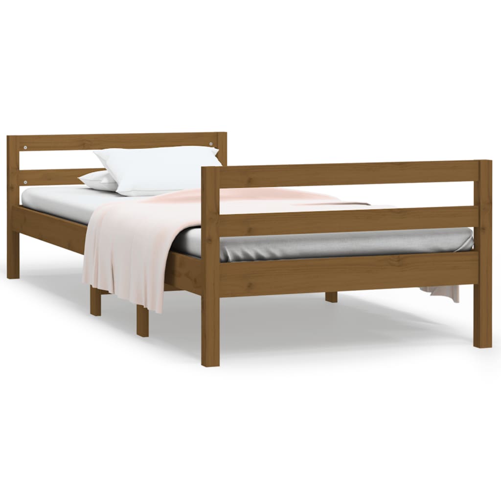 vidaXL Bed Frame without Mattress Honey Brown 75x190 cm Small Single Solid Wood Pine