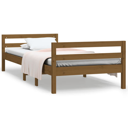 vidaXL Bed Frame without Mattress Honey Brown 75x190 cm Small Single Solid Wood Pine