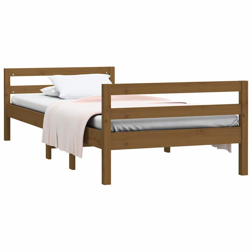 vidaXL Bed Frame without Mattress Honey Brown 75x190 cm Small Single Solid Wood Pine