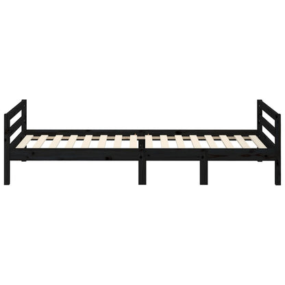 vidaXL Bed Frame without Mattress Black 75x190 cm Small Single Solid Wood Pine