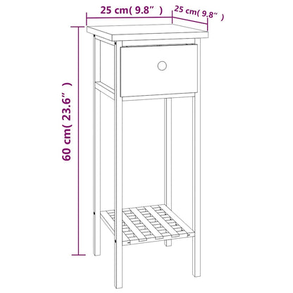 vidaXL Side Table with Drawer 25x25x60cm Solid Wood Walnut
