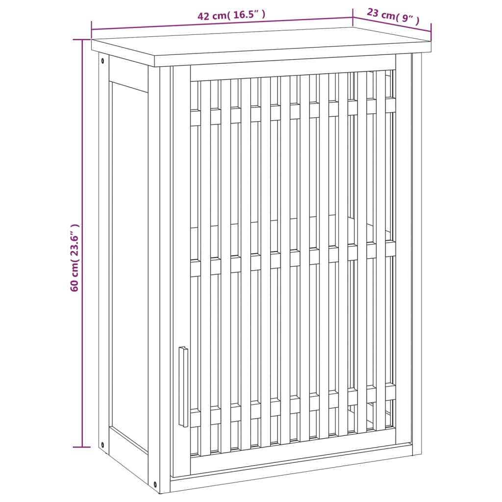 vidaXL Wall-mounted Bathroom Cabinet 42x23x60 cm Solid Wood Walnut