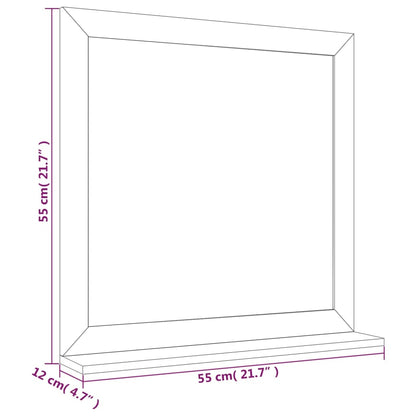 vidaXL Wall Mirror 55x55 cm Solid Wood Walnut