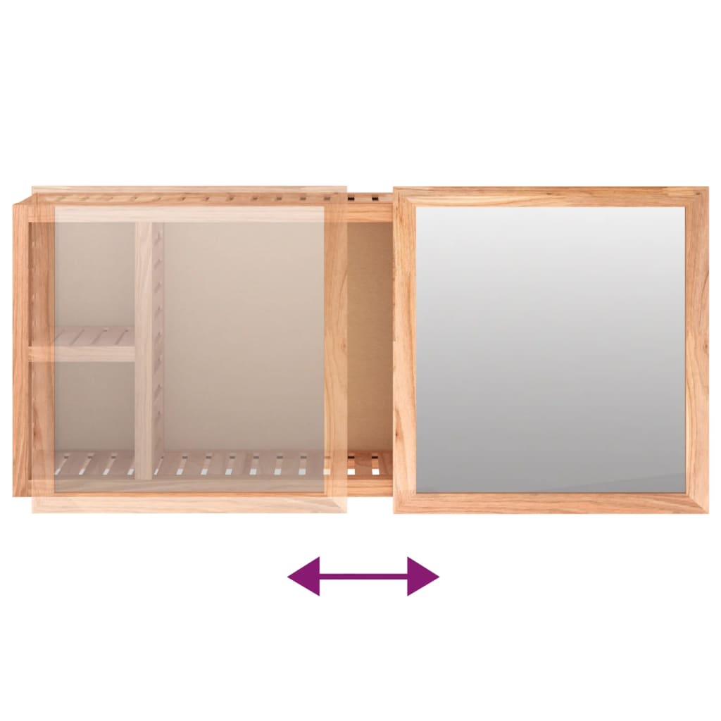 vidaXL Mirror Cabinet 80x17x34 cm Solid Wood Walnut
