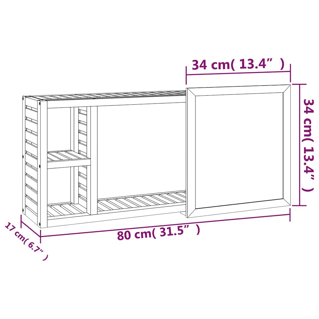 vidaXL Mirror Cabinet 80x17x34 cm Solid Wood Walnut