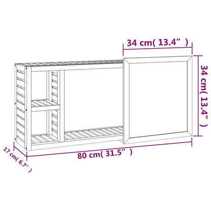 vidaXL Mirror Cabinet 80x17x34 cm Solid Wood Walnut