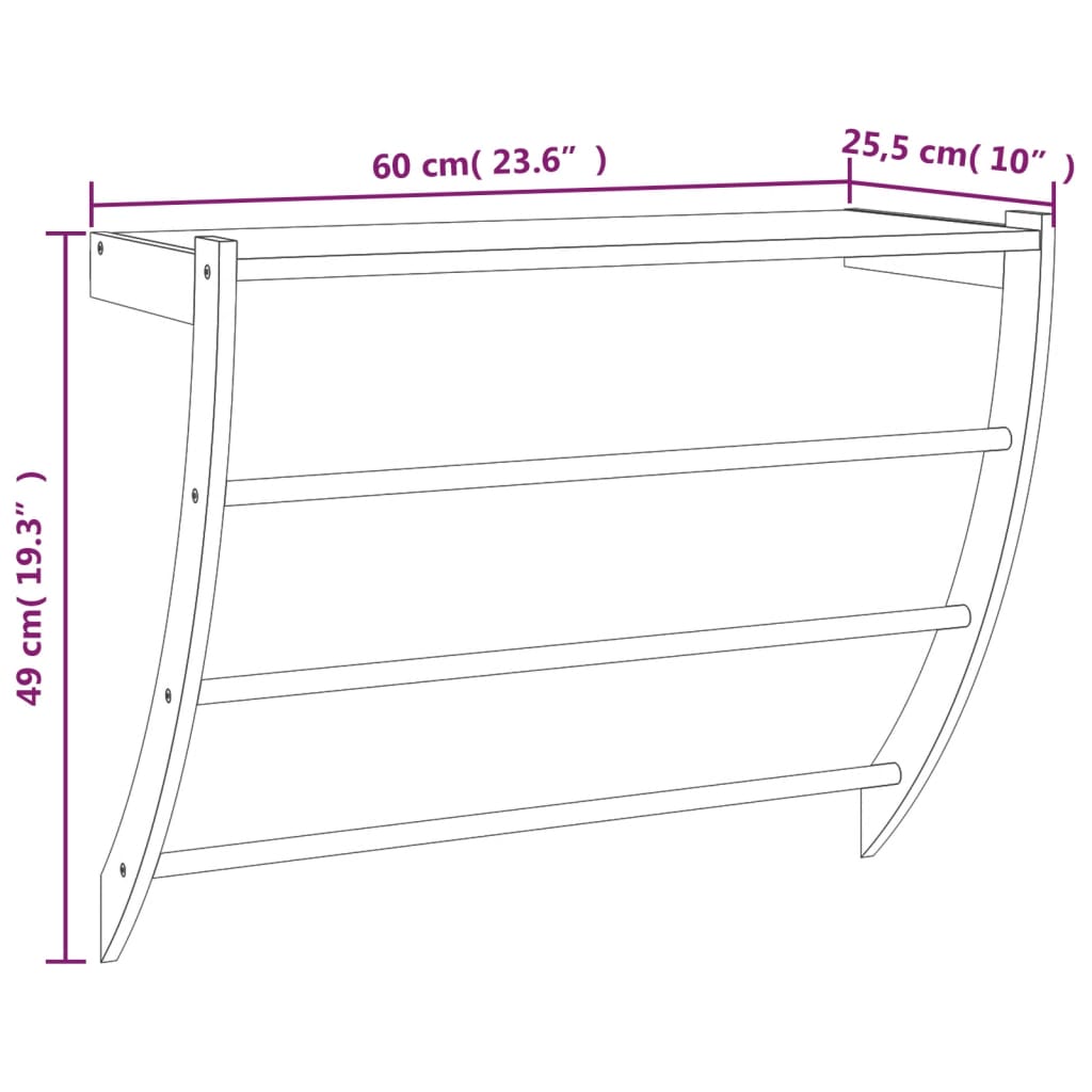 vidaXL Towel Rack 60x25.5x49 cm Solid Wood Walnut