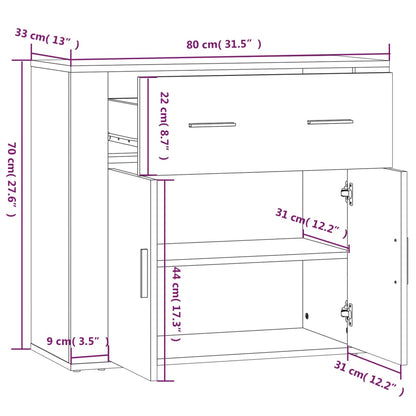 vidaXL Sideboard Sonoma Oak 80x33x70 cm Engineered Wood