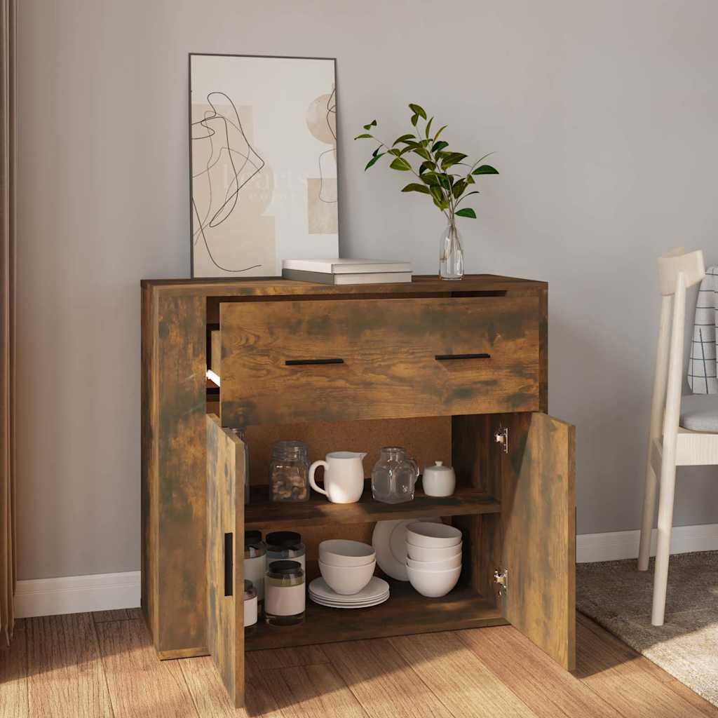 vidaXL Sideboard Smoked Oak 80x33x70 cm Engineered Wood
