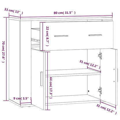 vidaXL Sideboard Smoked Oak 80x33x70 cm Engineered Wood
