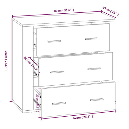 vidaXL Sideboard White 80x33x70 cm Engineered Wood