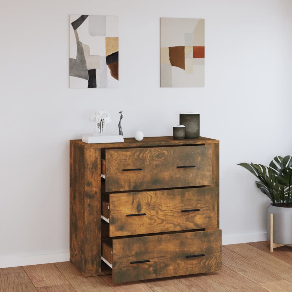 vidaXL Sideboard Smoked Oak 80x33x70 cm Engineered Wood