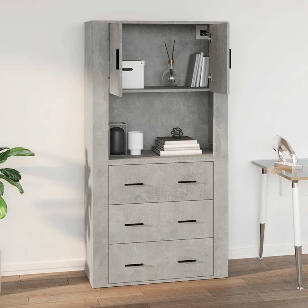 vidaXL Wall Cabinet Concrete Grey 80x33x80 cm Engineered Wood
