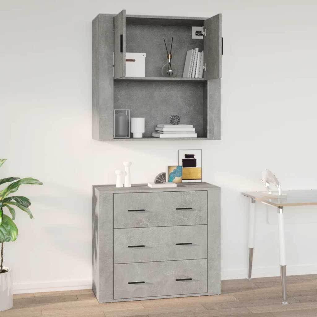vidaXL Wall Cabinet Concrete Grey 80x33x80 cm Engineered Wood