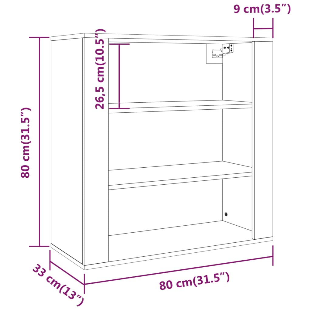 vidaXL Wall Cabinet Concrete Grey 80x33x80 cm Engineered Wood