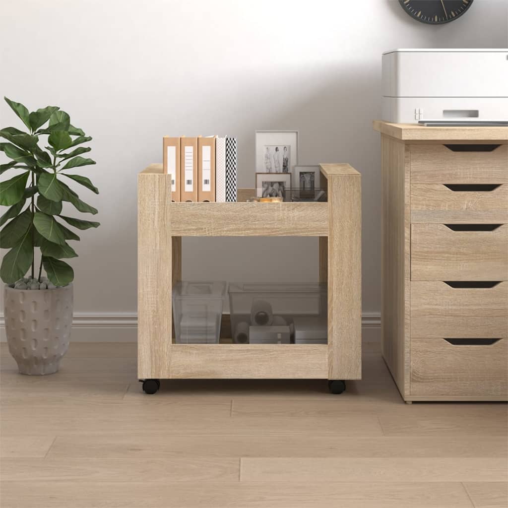 vidaXL Desk Trolley Sonoma Oak 60x45x60 cm Engineered Wood