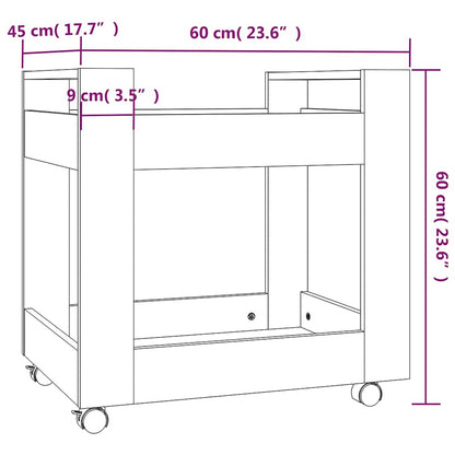 vidaXL Desk Trolley Sonoma Oak 60x45x60 cm Engineered Wood