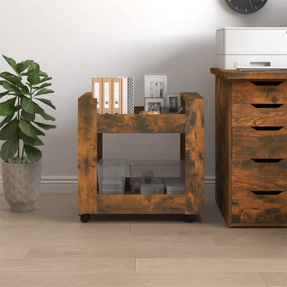 vidaXL Desk Trolley Smoked Oak 60x45x60 cm Engineered Wood
