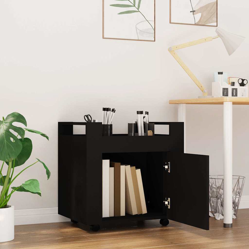 vidaXL Desk Trolley Black 60x45x60 cm Engineered Wood