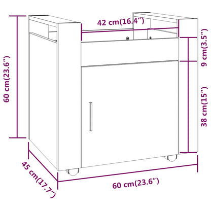 vidaXL Desk Trolley Black 60x45x60 cm Engineered Wood