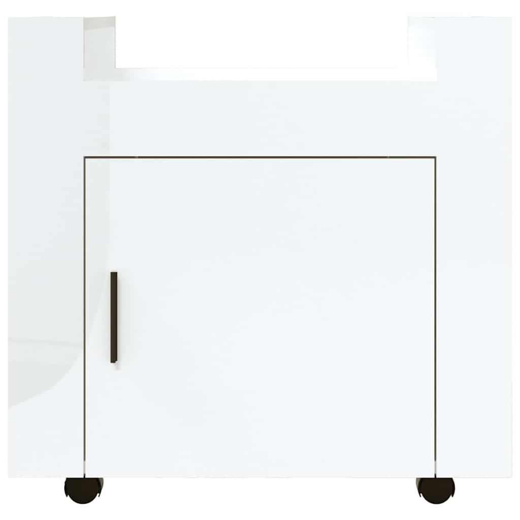 vidaXL Desk Trolley High Gloss White 60x45x60 cm Engineered Wood