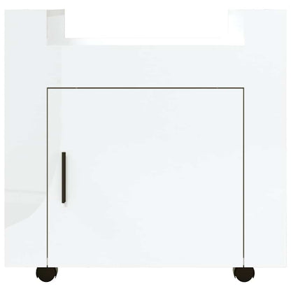 vidaXL Desk Trolley High Gloss White 60x45x60 cm Engineered Wood
