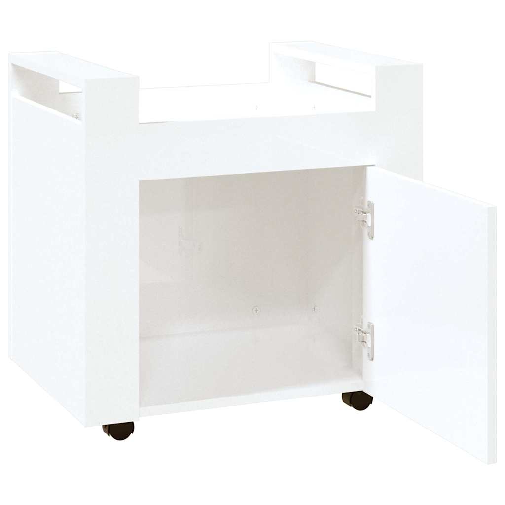 vidaXL Desk Trolley High Gloss White 60x45x60 cm Engineered Wood