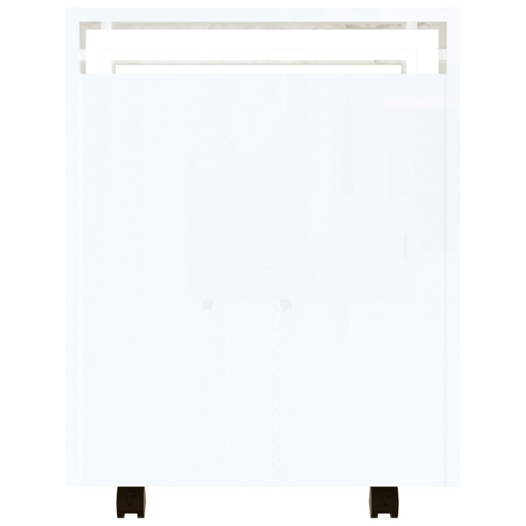 vidaXL Desk Trolley High Gloss White 60x45x60 cm Engineered Wood