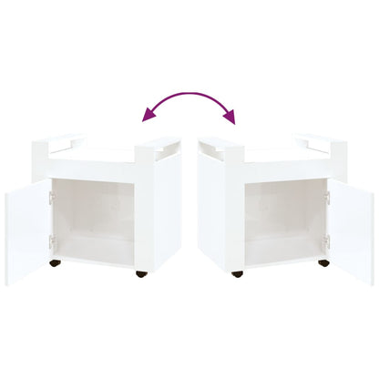 vidaXL Desk Trolley High Gloss White 60x45x60 cm Engineered Wood