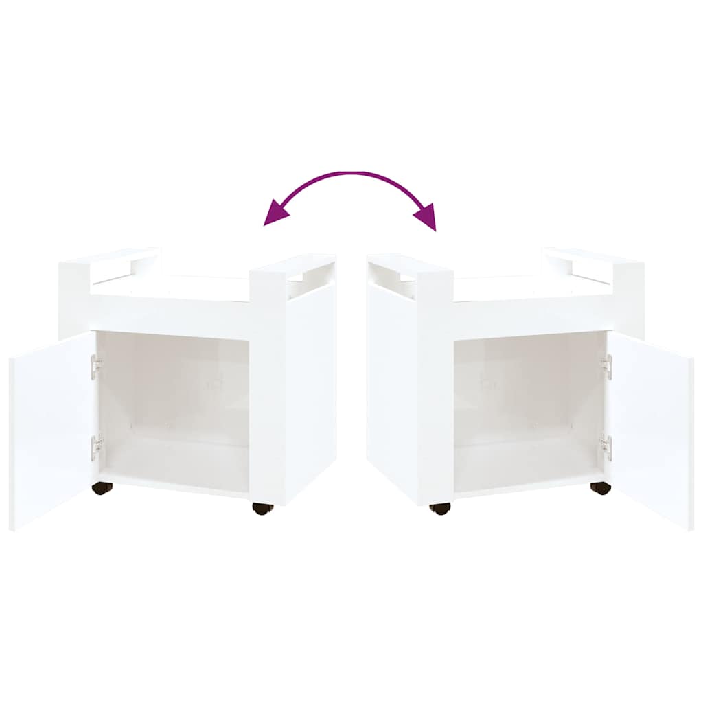 vidaXL Desk Trolley High Gloss White 60x45x60 cm Engineered Wood