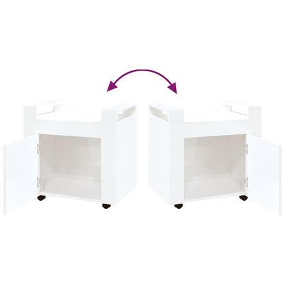 vidaXL Desk Trolley High Gloss White 60x45x60 cm Engineered Wood