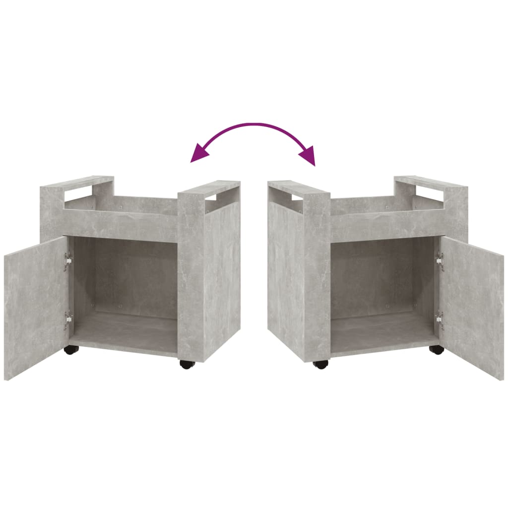 vidaXL Desk Trolley Concrete Grey 60x45x60 cm Engineered Wood