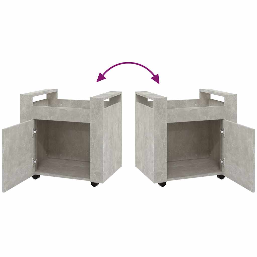 vidaXL Desk Trolley Concrete Grey 60x45x60 cm Engineered Wood