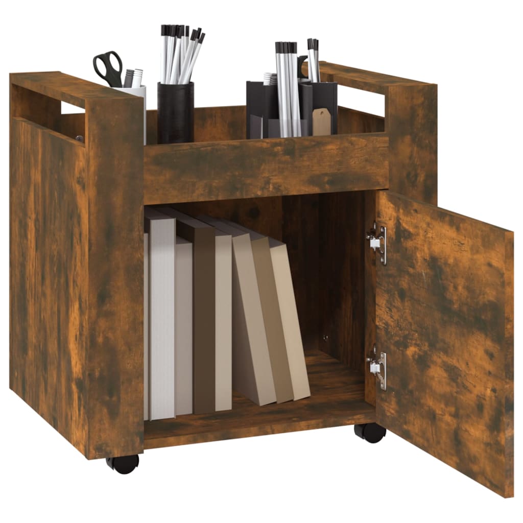 vidaXL Desk Trolley Smoked Oak 60x45x60 cm Engineered Wood