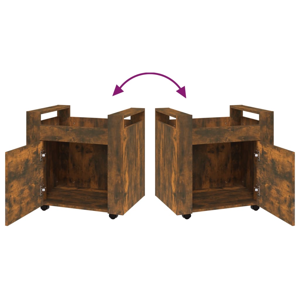 vidaXL Desk Trolley Smoked Oak 60x45x60 cm Engineered Wood